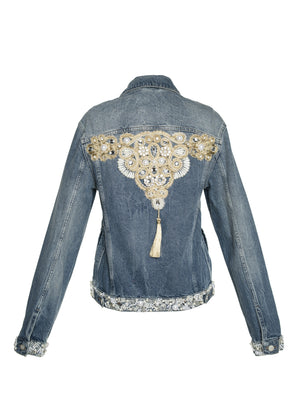 Fleurs Gold Pearl Denim Jacket