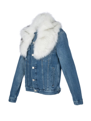 White Fur Denim Jacket